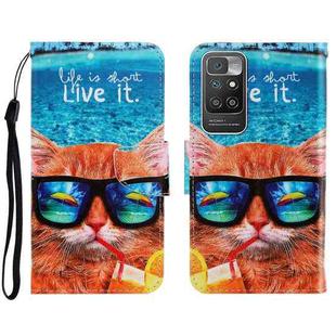 For Xiaomi Redmi 10 3D Colored Drawing Horizontal Flip Leather Phone Case(Underwater Cat)