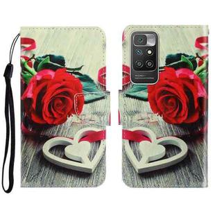 For Xiaomi Redmi 10 3D Colored Drawing Horizontal Flip Leather Phone Case(Red Rose)