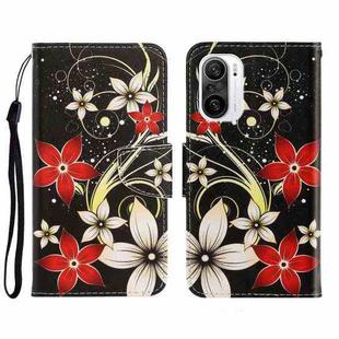 For Xiaomi Redmi K40 3D Colored Drawing Horizontal Flip Leather Phone Case(Red Flower)