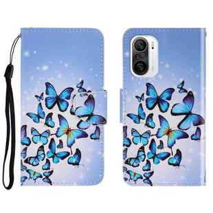 For Xiaomi Redmi K40 3D Colored Drawing Horizontal Flip Leather Phone Case(Multiple Butterflies)