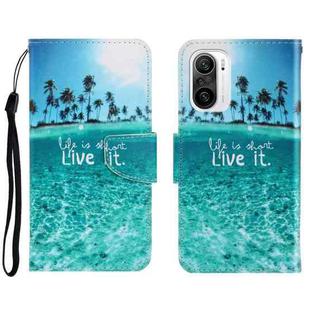 For Xiaomi Redmi K40 3D Colored Drawing Horizontal Flip Leather Phone Case(Coconut Tree)