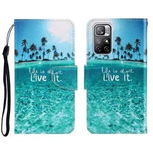 For Xiaomi Redmi Note 11 Global 3D Colored Drawing Horizontal Flip Leather Phone Case(Coconut Tree)