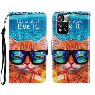 For Xiaomi Redmi Note 11 Pro 3D Colored Drawing Horizontal Flip Leather Phone Case(Underwater Cat)