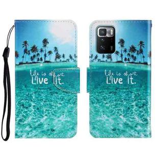For Xiaomi Redmi Note 10 Pro 5G 3D Colored Drawing Horizontal Flip Leather Phone Case(Coconut Tree)