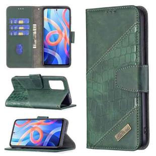 For Xiaomi Redmi Note 11 5G/Note 11T 5G/Poco M4 Pro 5G Matching Color Crocodile Texture Horizontal Flip Leather Phone Case with Wallet & Holder & Card Slots(Green)