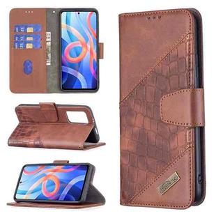 For Xiaomi Redmi Note 11 5G/Note 11T 5G/Poco M4 Pro 5G Matching Color Crocodile Texture Horizontal Flip Leather Phone Case with Wallet & Holder & Card Slots(Brown)