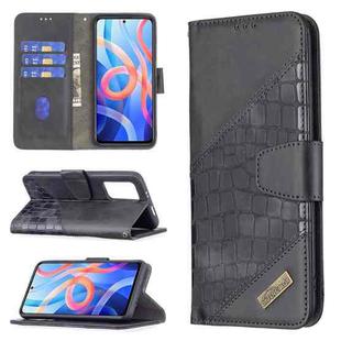 For Xiaomi Redmi Note 11 5G/Note 11T 5G/Poco M4 Pro 5G Matching Color Crocodile Texture Horizontal Flip Leather Phone Case with Wallet & Holder & Card Slots(Black)