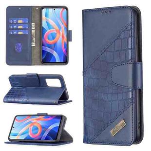 For Xiaomi Redmi Note 11 5G /Note 11T 5G/Poco M4 Pro 5G Matching Color Crocodile Texture Horizontal Flip Leather Phone Case with Wallet & Holder & Card Slots(Blue)