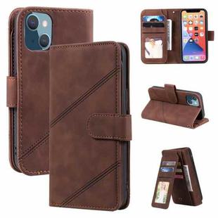 For iPhone 13 mini Skin Feel Horizontal Flip Leather Phone Case (Brown)