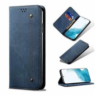 For Samsung Galaxy S22 5G Denim Texture Casual Style Horizontal Flip Leather Case with Holder & Card Slots & Wallet(Blue)