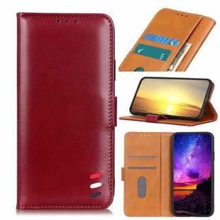 For Motorola Moto E40 / E30 / E20 3-Color Pearl Texture Magnetic Buckle Flip Phone Leather Case(Wine Red)