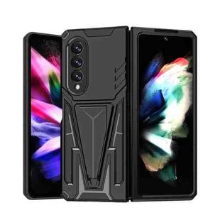 For Samsung Galaxy Z Fold3 5G Super V Armor PC + TPU Shockproof Phone Case with Invisible Holder(Black)