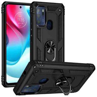 For Motorola Moto G60s Shockproof TPU + PC Phone Case with 360 Degree Rotating Holder(Black)