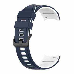 For Samsung Galaxy Watch4 Classic 42mm / 46mm Two-color Silicone Strap Watch Band(Midnight Blue White)