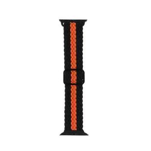 Adjustable Striped Woven Nylon Strap Watch Band For Apple Watch Ultra 49mm&Watch Ultra 2 49mm / Series 9&8&7 45mm / SE 3&SE 2&6&SE&5&4 44mm / 3&2&1 42mm(Black Orange)