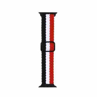 Adjustable Striped Woven Nylon Strap Watch Band For Apple Watch Ultra 49mm / Series 8&7 45mm / SE 2&6&SE&5&4 44mm / 3&2&1 42mm(Black Red White)