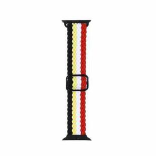 Adjustable Striped Woven Nylon Strap Watch Band For Apple Watch Ultra 49mm / Series 8&7 45mm / SE 2&6&SE&5&4 44mm / 3&2&1 42mm(Black Yellow White Red)