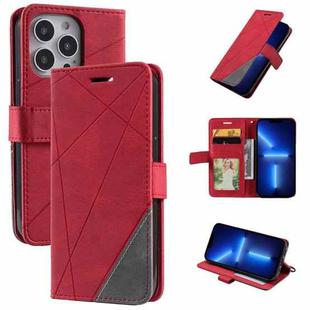 For iPhone 13 Pro Max Skin Feel Splicing Horizontal Flip Leather Phone Case (Red)