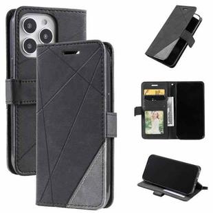 For iPhone 13 Pro Skin Feel Splicing Horizontal Flip Leather Phone Case (Black)