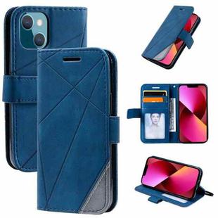 For iPhone 13 Skin Feel Splicing Horizontal Flip Leather Phone Case(Blue)