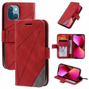 For iPhone 13 Skin Feel Splicing Horizontal Flip Leather Phone Case(Red)