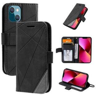 For iPhone 13 Skin Feel Splicing Horizontal Flip Leather Phone Case(Black)