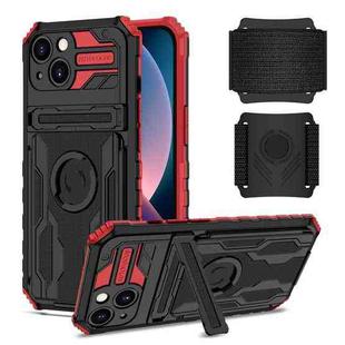 For iPhone 13 Kickstand Detachable Armband Phone Case(Red)