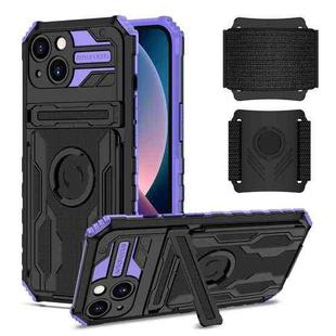 For iPhone 13 Kickstand Detachable Armband Phone Case(Purple)