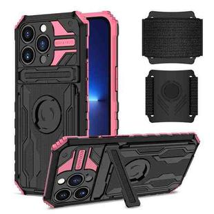 For iPhone 13 Pro Kickstand Detachable Armband Phone Case (Pink)