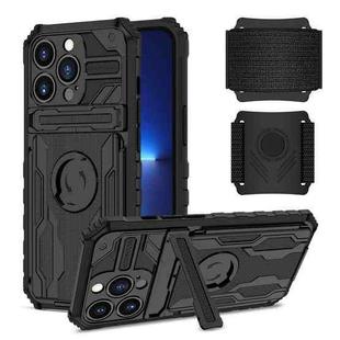 For iPhone 13 Pro Kickstand Detachable Armband Phone Case (Black)