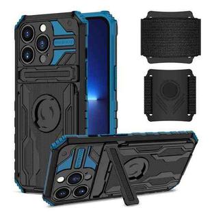 For iPhone 13 Pro Kickstand Detachable Armband Phone Case (Blue)