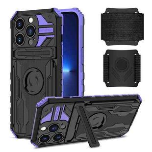 For iPhone 13 Pro Kickstand Detachable Armband Phone Case (Purple)