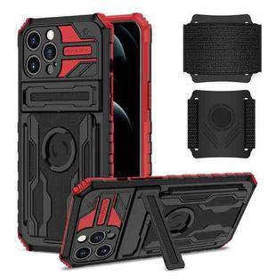 For iPhone 13 Pro Max Kickstand Detachable Armband Phone Case (Red)