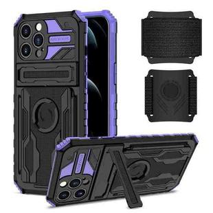 For iPhone 13 Pro Max Kickstand Detachable Armband Phone Case (Purple)