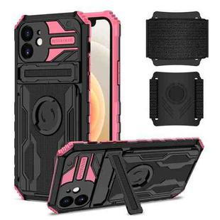 For iPhone 12 Kickstand Detachable Armband Phone Case(Pink)