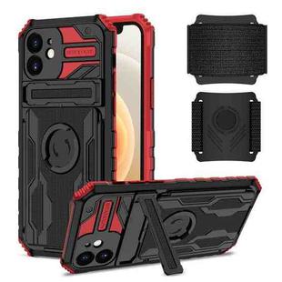 For iPhone 12 Kickstand Detachable Armband Phone Case(Red)