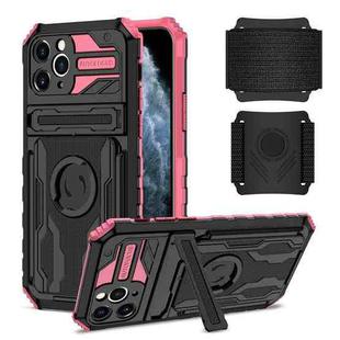 For iPhone 11 Pro Kickstand Detachable Armband Phone Case (Pink)