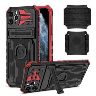 For iPhone 11 Pro Max Kickstand Detachable Armband Phone Case (Red)