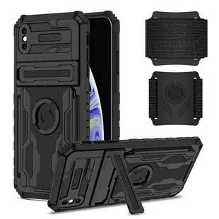 For iPhone XS Max Kickstand Detachable Armband Phone Case(Black)