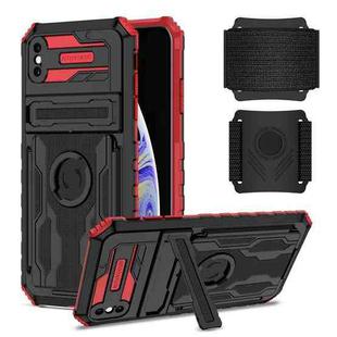 For iPhone XS Max Kickstand Detachable Armband Phone Case(Red)