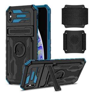 For iPhone XS Max Kickstand Detachable Armband Phone Case(Blue)