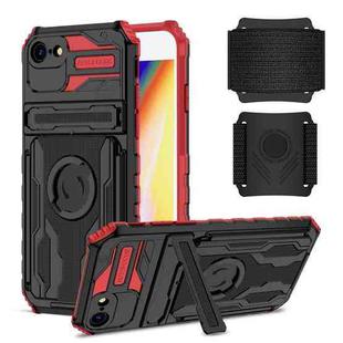 For iPhone SE 2022 / SE 2020 / 8 / 7 Kickstand Detachable Armband Phone Case(Red)