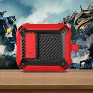 Bumblebee Carbon Fiber Earphone Protective Case with Switch For AirPods 3(Red Black)