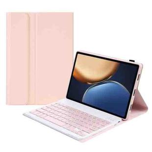 AHV7 Lambskin Texture Ultra-thin Bluetooth Keyboard Leather Tablet Case For Honor Tablet V7 Pro(Pink)