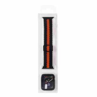 Adjustable Striped Woven Nylon Watch Band + Watch Case Set For Apple Watch Series 7 41mm/6&SE&5&4 40mm/3&2&1 38mm(Black Orange)