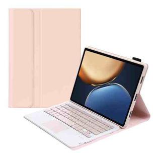 AHV7-A Lambskin Texture Ultra-thin Bluetooth Keyboard Leather Tablet Case with Touchpad For Honor Tablet V7 Pro(Pink)