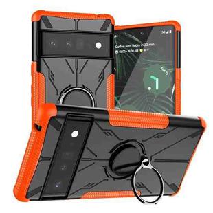 For Google Pixel 6 Pro Armor Bear Shockproof PC + TPU Phone Case with Ring Holder(Orange)