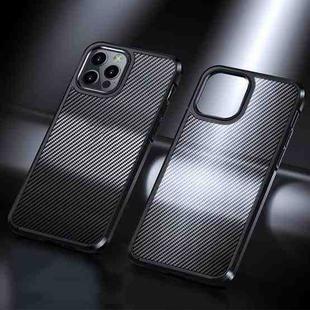 Ice Crystal Carbon Fiber Phone Case For iPhone 12 Pro Max(Black)