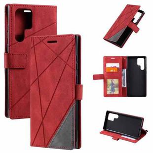 For Samsung Galaxy S22 Ultra 5G Skin Feel Splicing Horizontal Flip Leather Phone Case(Red)