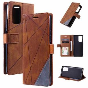 For Xiaomi Redmi 10 Skin Feel Splicing Horizontal Flip Leather Phone Case(Brown)